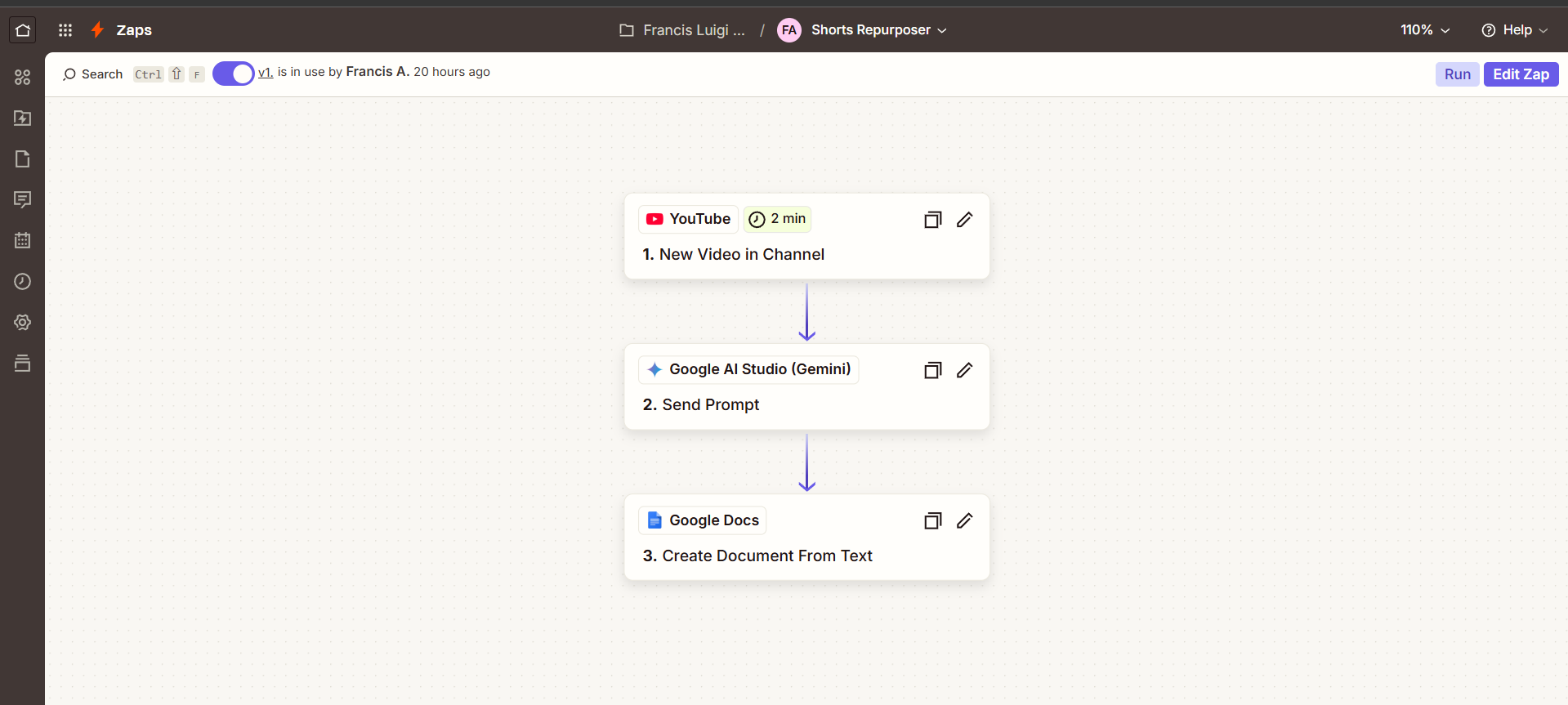Zapier AI Studio Workflow Steps